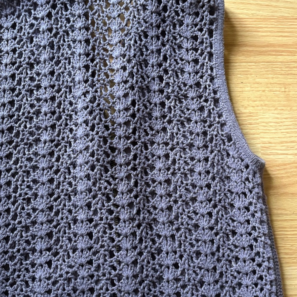 Woolrich Womens Purple Knit Full Zip Sleeveless Hoodie Crochet Back Vest Size M - Picture 8 of 8
